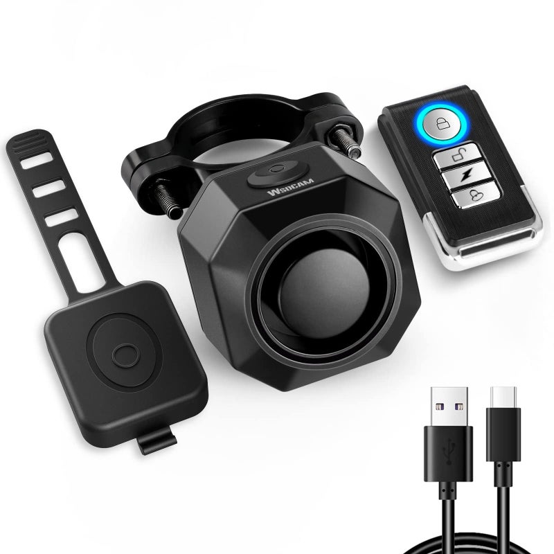 wsdcam WSDCAM Rechargeable Electric Bike Horn Alarm with Remote, 110dB Loud Bike Horn for Adults Waterproof Bicycle Horn with Vibration Bicycle Alarm Anti theft Electric Scooter Bike Accessories  - Image 1