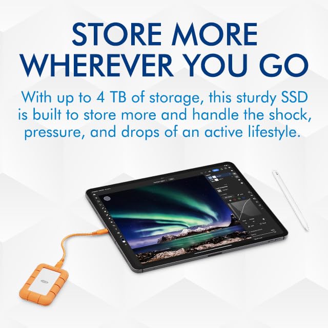 LaCie Rugged Mini SSD 4TB Solid State Drive - USB 3.2 Gen 2x2, speeds up to 2000MB/s, Compatible with PC, Mac, and iPad (STMF4000400) - Image 5