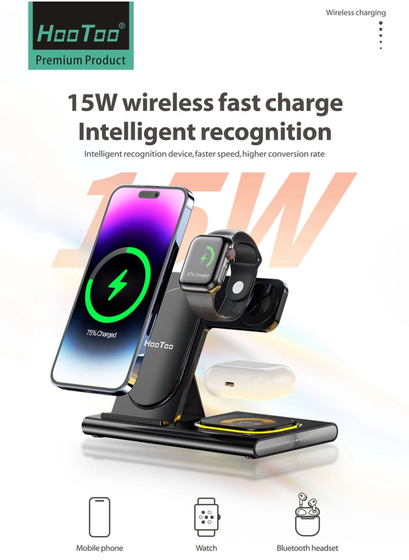 HooToo - Hootoo15W Wireless fast Charger with MagSafeand intelligent recognition device, faster speed, higher conversion rate  (Magnetically Charges iPhone 14, iPhone 13 and iPhone 12 Models up to 15W) black - Image 1