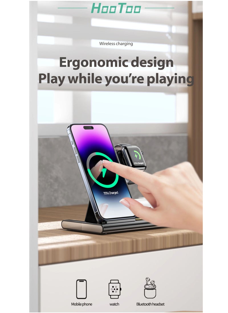 HooToo - Hootoo15W Wireless fast Charger with MagSafeand intelligent recognition device, faster speed, higher conversion rate  (Magnetically Charges iPhone 14, iPhone 13 and iPhone 12 Models up to 15W) black - Image 1