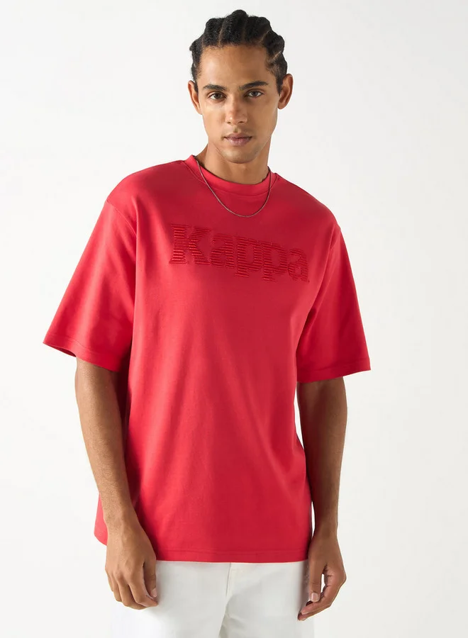 Kappa Logo Embroidered T-shirt with Short Sleeves and Crew Neck