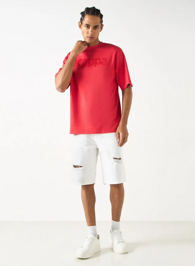 Kappa Kappa Logo Embroidered T-shirt with Short Sleeves and Crew Neck