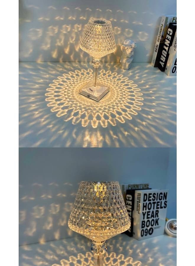 رافين مصباح طاولة ذكي متعدد الوظائف USB LED قابل لإعادة الشحن يعمل باللمس زر أكريليك كريستال فن مصباح طاولة أبيض / دافئ أبيض / أصفر ضوء منضدة مصباح - Image 4