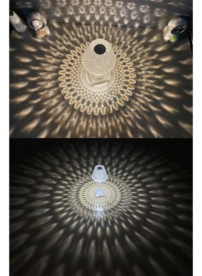 رافين مصباح طاولة ذكي متعدد الوظائف USB LED قابل لإعادة الشحن يعمل باللمس زر أكريليك كريستال فن مصباح طاولة أبيض / دافئ أبيض / أصفر ضوء منضدة مصباح - Image 3