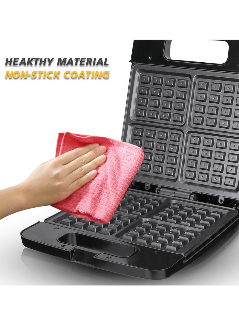 آر إيه أف صانعة الوافل الكهربائية 4 شرائح، محمصة ساندويتش مع ألواح غير لاصقة، مقبض بارد الملمس، تصميم صغير الحجم لوجبات الإفطار والوجبات الخفيفة السريعة - Image 5