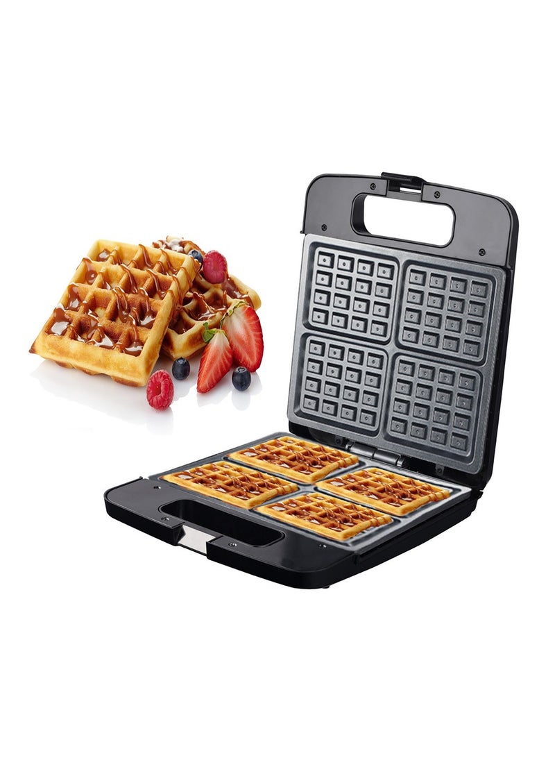 آر إيه أف صانعة الوافل الكهربائية 4 شرائح، محمصة ساندويتش مع ألواح غير لاصقة، مقبض بارد الملمس، تصميم صغير الحجم لوجبات الإفطار والوجبات الخفيفة السريعة - Image 2