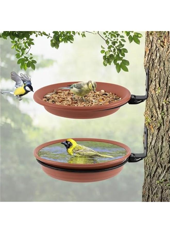 HOOKOR Bird Feeder Tree Mounted with Heavy Duty Sturdy Steel,Brick Red Bird Bath Tray,Installed on Wooden Fences, Trees, Deck,Indoor and Outdoor Walls, 8.3” in Diameter - Image 1