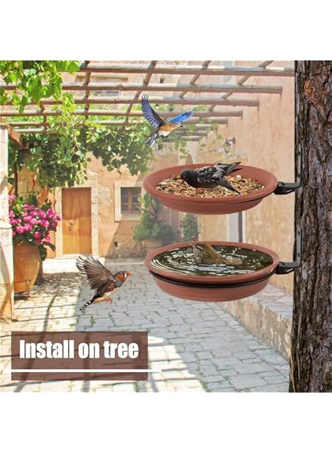 HOOKOR Bird Feeder Tree Mounted with Heavy Duty Sturdy Steel,Brick Red Bird Bath Tray,Installed on Wooden Fences, Trees, Deck,Indoor and Outdoor Walls, 8.3” in Diameter - Image 2