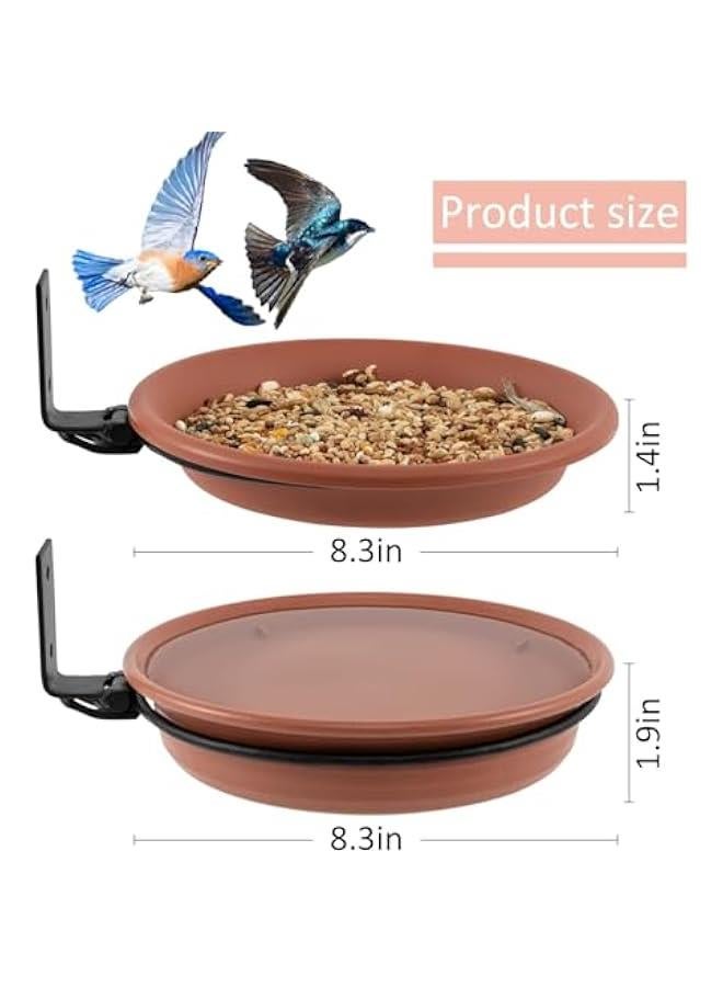 HOOKOR Bird Feeder Tree Mounted with Heavy Duty Sturdy Steel,Brick Red Bird Bath Tray,Installed on Wooden Fences, Trees, Deck,Indoor and Outdoor Walls, 8.3” in Diameter - Image 3