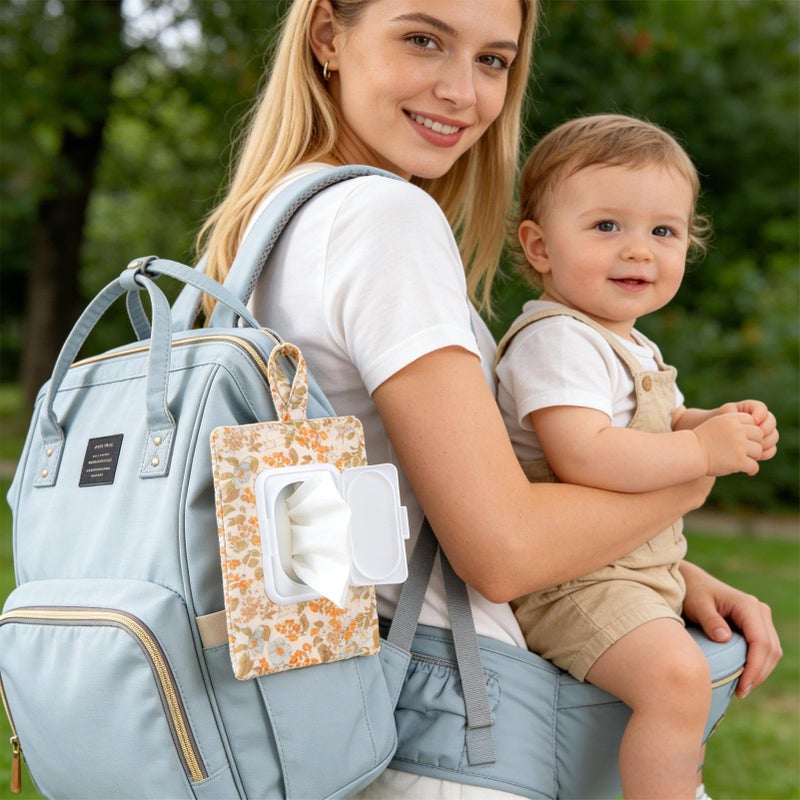 Yellow Flower Stroller Diaper Bag Reusable Wipes Pouch For Pram Crib Travel Outdoor - Image 5