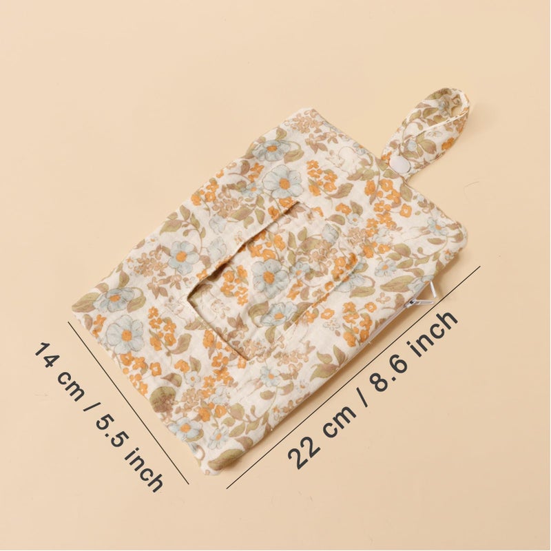 Yellow Flower Stroller Diaper Bag Reusable Wipes Pouch For Pram Crib Travel Outdoor - Image 3