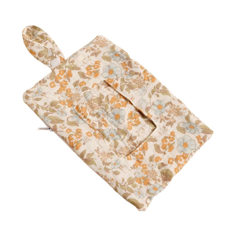 Yellow Flower Stroller Diaper Bag Reusable Wipes Pouch For Pram Crib Travel Outdoor - Image 1