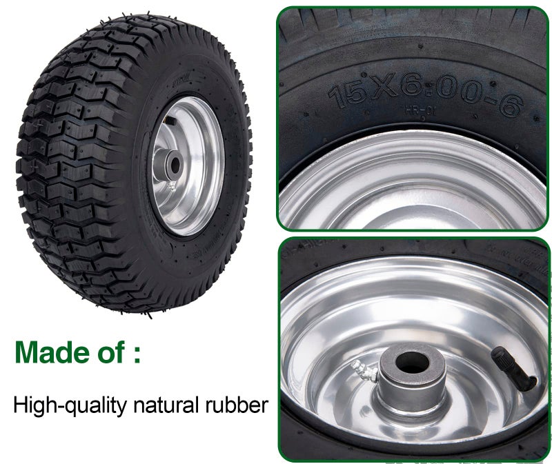 CMOOD 15x6.00-6 Lawn Mower Tire and Wheel Front Tire Compatible with John Deere Craftsman Husqvarna Riding Mowers Lawn Tractors - Image 5