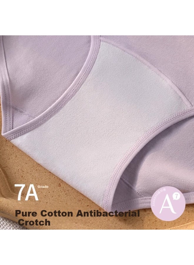Plandoo High-waisted Women's Underwear, Pure Cotton, 7a Grade Antibacterial, Extended Crotch, Plus Size, Hip-hugging Triangle Briefs, 4-pack, L - Image 2