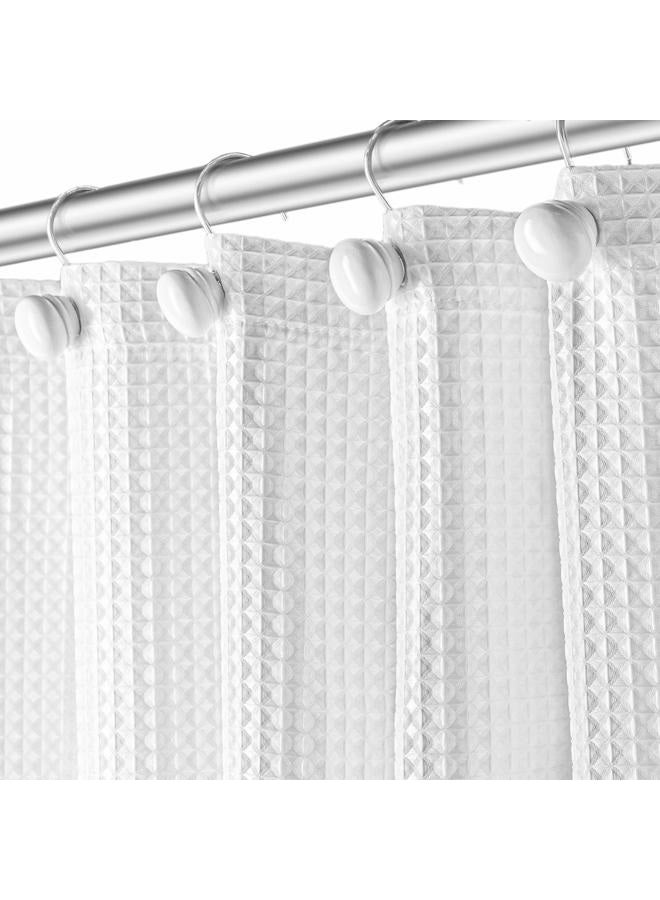 Creative Scents Waffle Fabric White Shower Curtain with Liner Set - Includes Free Clear Liner, Decorative Shower Curtain for Bathroom Set - Rustproof Metal Grommets Waterproof Hotel Quality 72" x 72" Heavy 290 GSM - Image 1