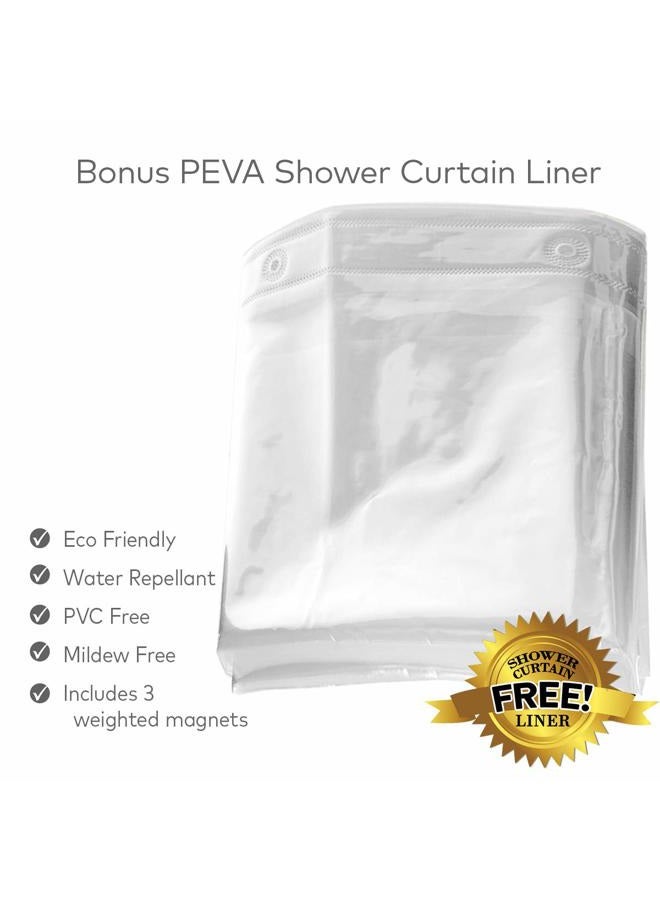 Creative Scents Waffle Fabric White Shower Curtain with Liner Set - Includes Free Clear Liner, Decorative Shower Curtain for Bathroom Set - Rustproof Metal Grommets Waterproof Hotel Quality 72" x 72" Heavy 290 GSM - Image 2