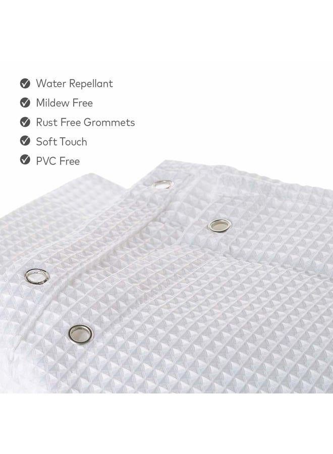 Creative Scents Waffle Fabric White Shower Curtain with Liner Set - Includes Free Clear Liner, Decorative Shower Curtain for Bathroom Set - Rustproof Metal Grommets Waterproof Hotel Quality 72" x 72" Heavy 290 GSM - Image 3