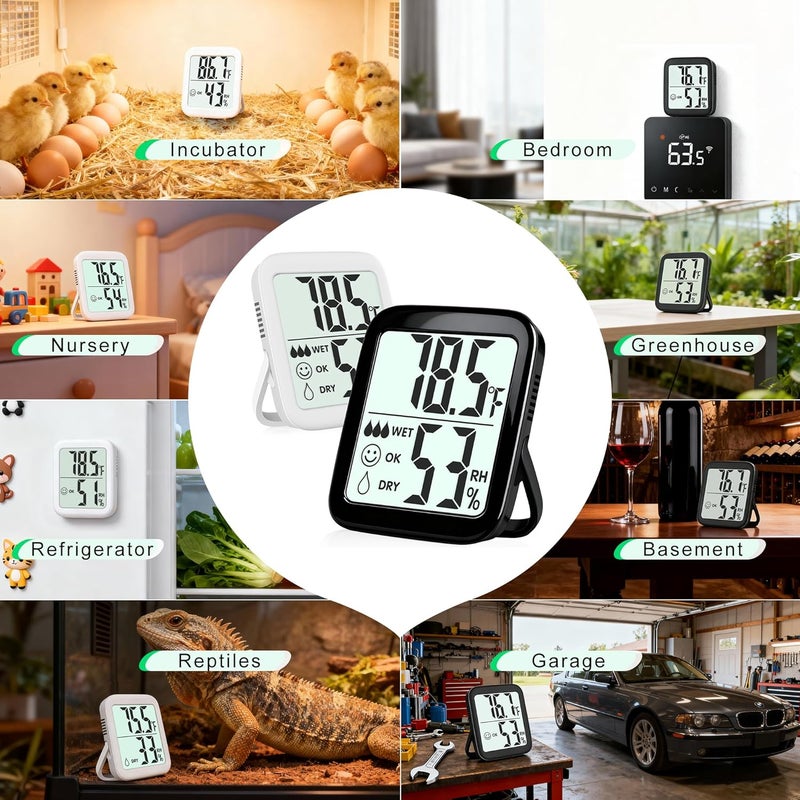 Antonki 2 Pack Room Thermometer for Home, Hygrometer Indoor Humidity Meter Gauge, Digital Temperature and Humidity Monitor Sensor for House, Terrarium, Incubator, Greenhouse - Battery Included - Image 4