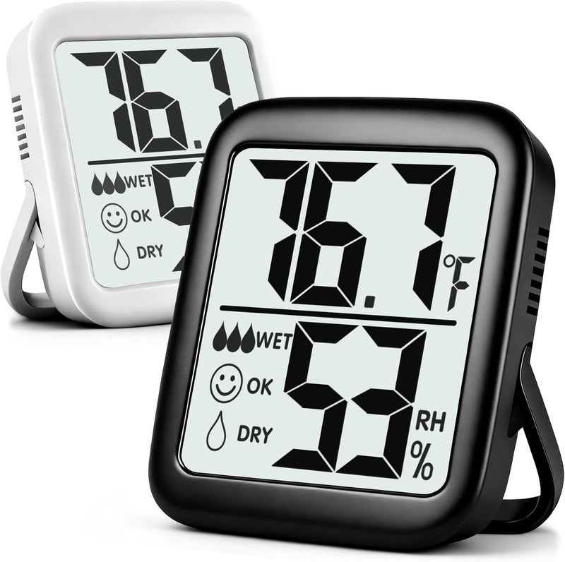 Antonki 2 Pack Room Thermometer for Home, Hygrometer Indoor Humidity Meter Gauge, Digital Temperature and Humidity Monitor Sensor for House, Terrarium, Incubator, Greenhouse - Battery Included - Image 1