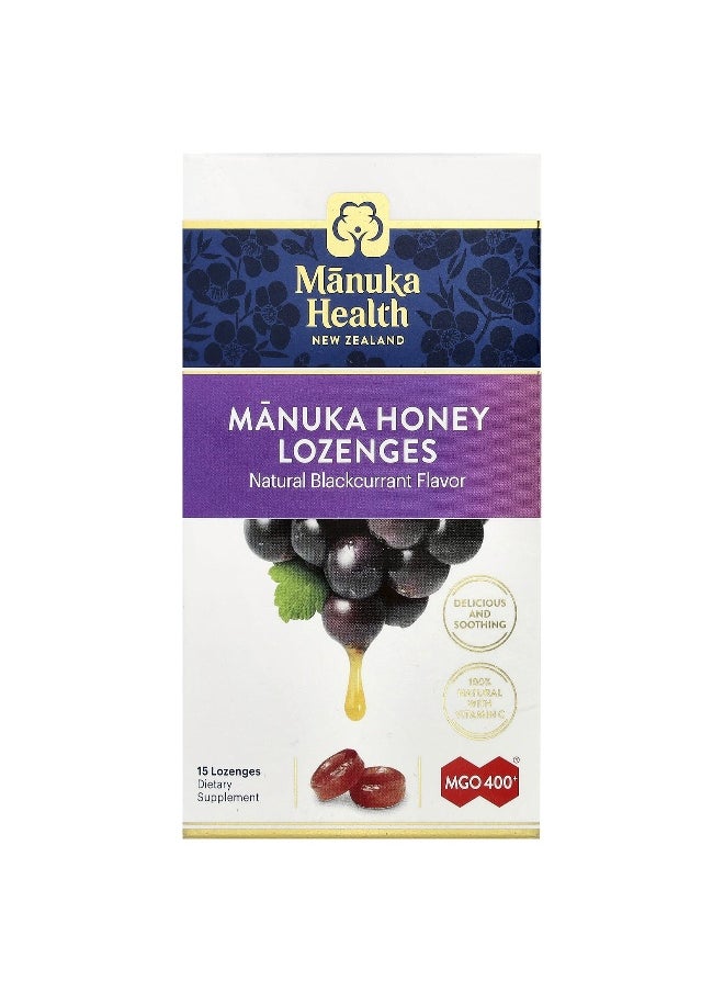 Manuka health Manuka Health, Manuka Honey Lozenges, Natural Blackcurrant, MGO 400+, 15 Lozenges  - Image 1