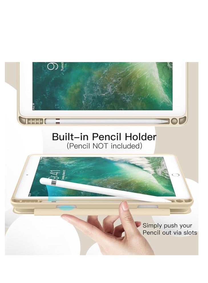 iPad Smart 10.2 Case with Auto Sleep/Wake Super Protection with Pen Holder Stand for iPad Watching Movies Gold  - Image 4
