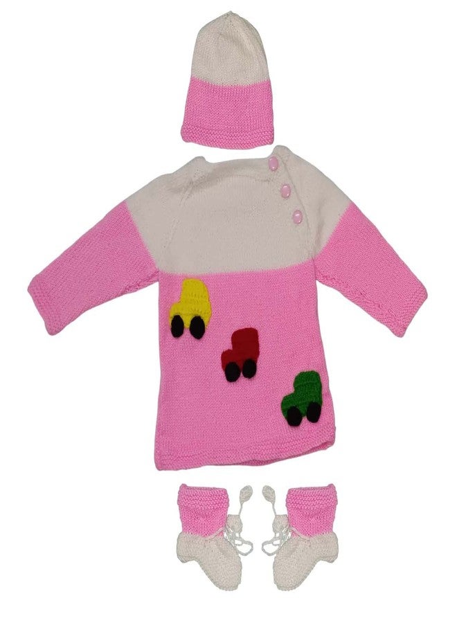 Cute Collection Hand Knitted Woolen Sweater with Cap and Socks Set for Winter 6-9 Months Baby and New Born Baby - Image 1