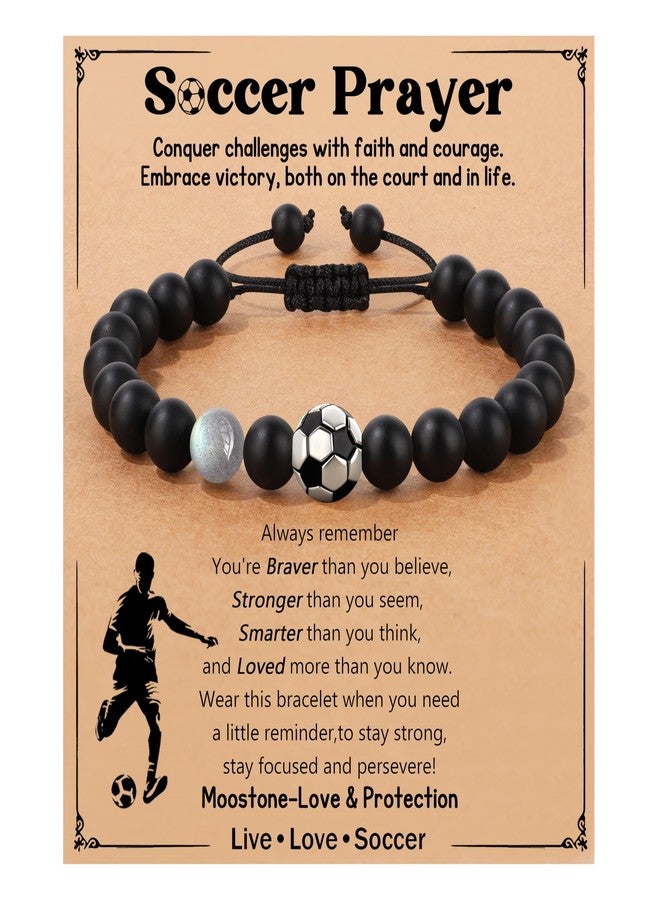 JoycuFF Soccer Gifts Soccer Moonstone Bracelets Accessories Stuff for Teen Brother Grandson Christmas Birthday Gifts Ideal for 7/8/10/11/12 Years Old Team Sports Player - Image 1