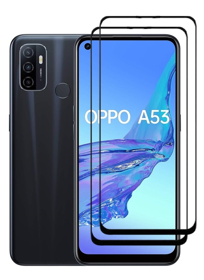 AINA 2 Pieces Tempered Glass Screen Protector 5D Designed For Oppo A53 Full Glue Edge to Edge Full Screen Coverage And Bubble Free - Image 1
