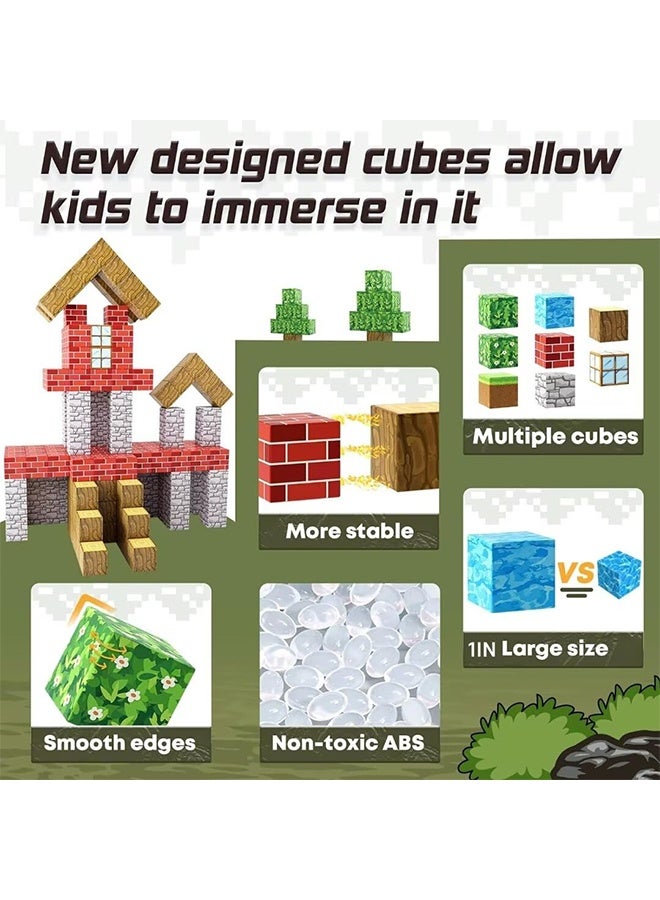 TodyJeyHo 48PCS magnetic building blocks, 2cm magnetic cubes, primitive forest world set, suitable for boys and girls aged 3-5 and 6-8, sensory toys, gifts for girls and boys over 3 years old, essential building toys - Image 3