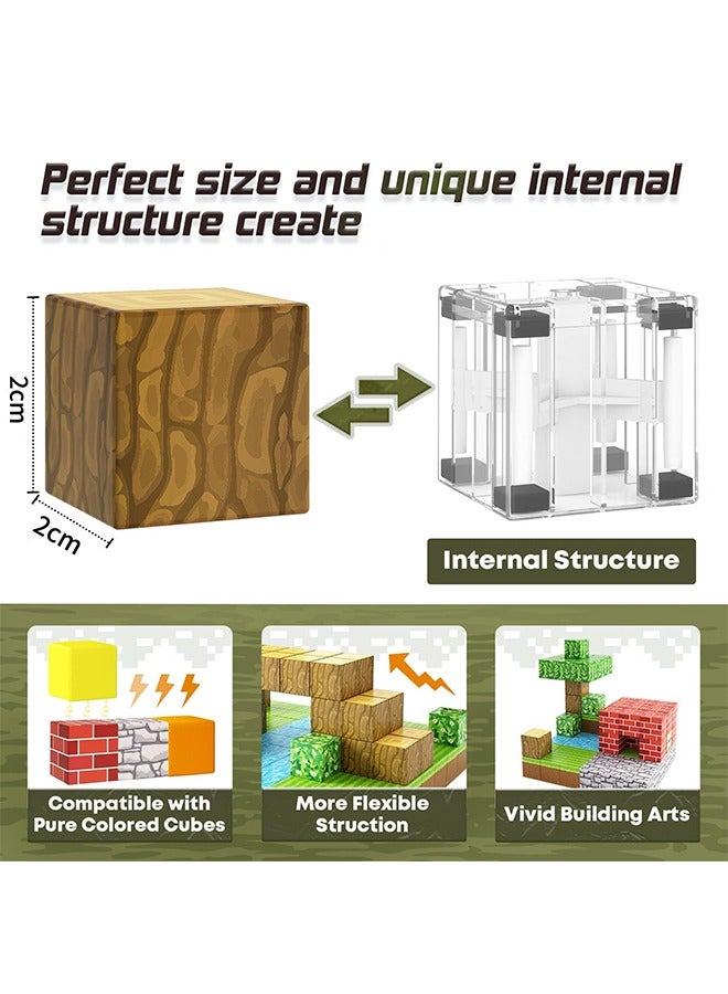 TodyJeyHo 48PCS magnetic building blocks, 2cm magnetic cubes, primitive forest world set, suitable for boys and girls aged 3-5 and 6-8, sensory toys, gifts for girls and boys over 3 years old, essential building toys - Image 4