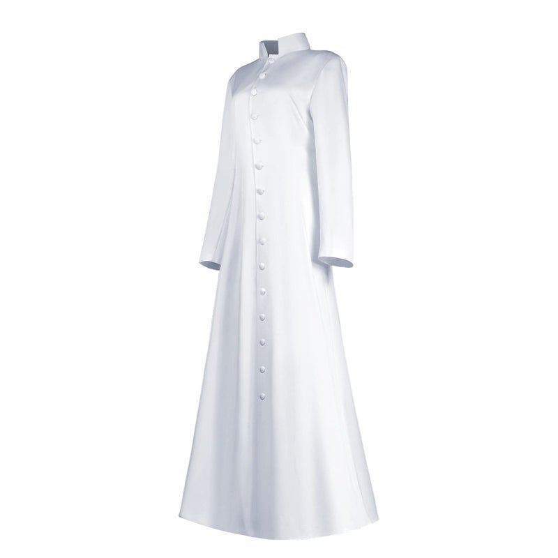 MYAYD Women's Cassock Robe Church Robe Choir Minister Clergy Pulpit Liturgical Black White (White, M) - Image 2