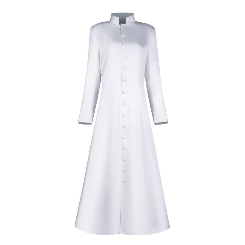 MYAYD Women's Cassock Robe Church Robe Choir Minister Clergy Pulpit Liturgical Black White (White, M) - Image 1