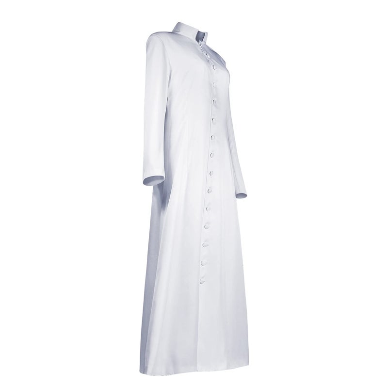 MYAYD Women's Cassock Robe Church Robe Choir Minister Clergy Pulpit Liturgical Black White (White, M) - Image 3