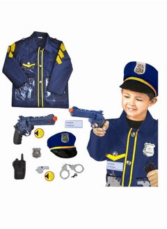 DURKU Police Costume For Kids, 7 Piece Policeman Pretend Play Set Includes Shirt, Hat, Whistle, Walkie Talkie And Other Cop Set Made Of Plastic For Dress Up Party, Police Officer Costume, Role-Playing  - Image 5