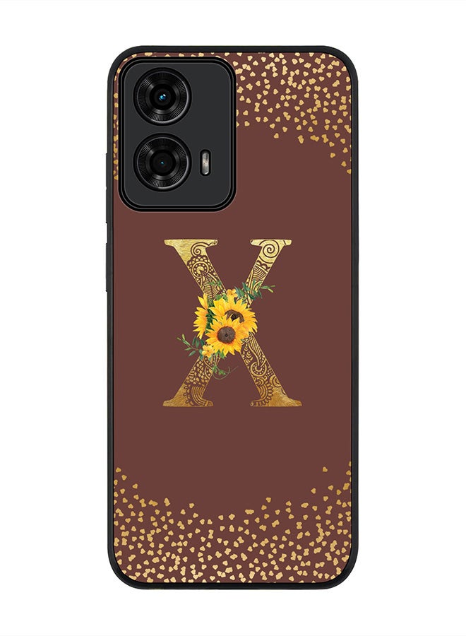 Stylizedd For Motorola Moto G04 / G04s Case,Slim fit Camera Protection, Shockproof Thin Phone cover - Custom Floral Monogram - X (Brown ) - Image 1