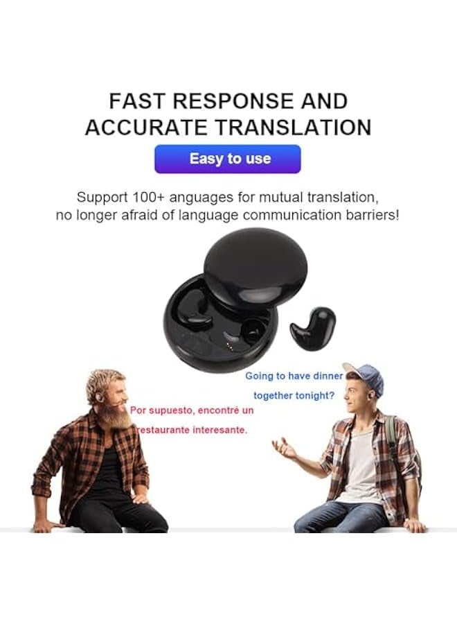 Topleo Language Translator Earbuds, Two Way Translation BT Earphones, Real Time Translation Headset Support 144 Languages, BT Online Translator For Traveling Business Learning (Black) - Image 2