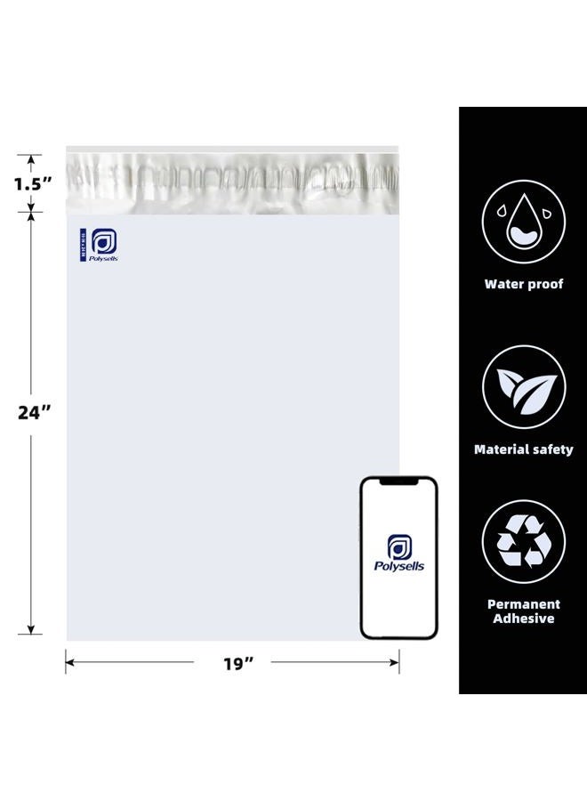 POLYSELLS 50 pcs 19x24 Inches White x Silver Poly Mailers Shipping Envelopes, Strong Adhesive Sealing, Waterproof, and Tear-resistant Postal Mailing Bags for Clothing, Books, and Accessories - Image 3