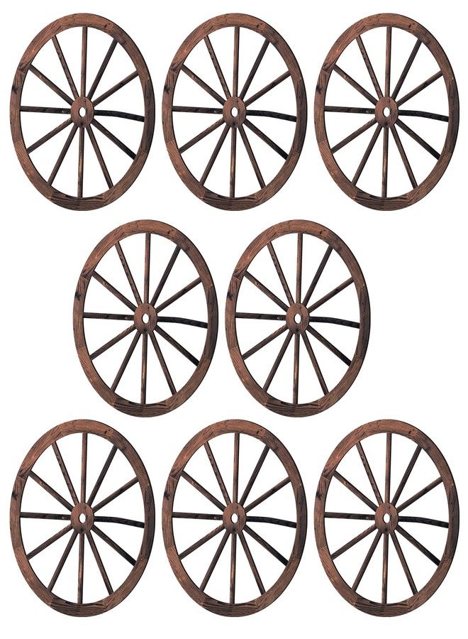 Qunclay Wooden Wagon Wheel Wall Decor 10 Inches Old Western Wood Wagon Wheel Wall Art Farmhouse Wagon Wheels Rustic Yard Decor Wood Hanging Decorative Wheels for Garden Home Bar Garage (8 Pieces) - Image 1