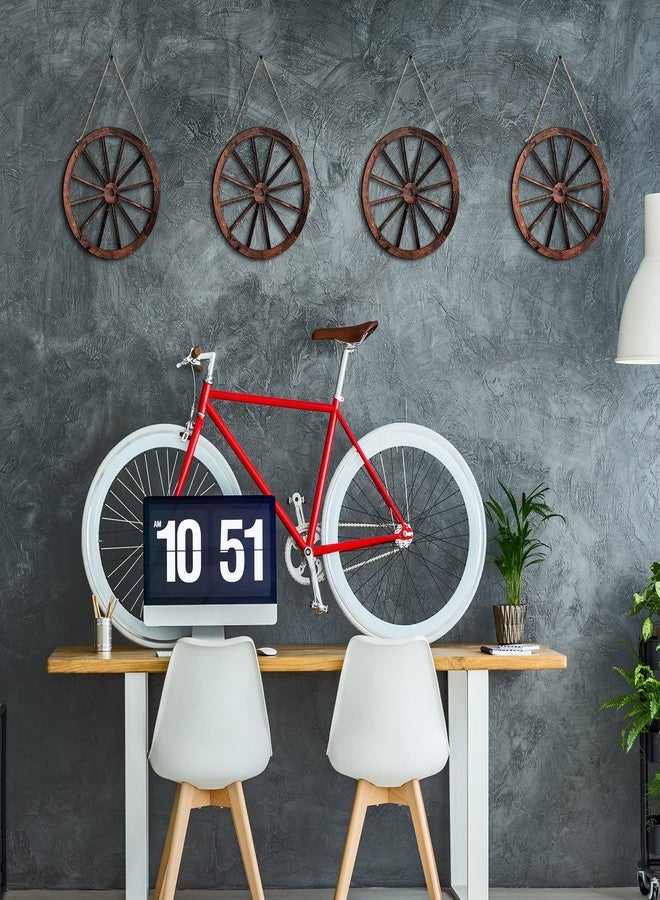 Qunclay Wooden Wagon Wheel Wall Decor 10 Inches Old Western Wood Wagon Wheel Wall Art Farmhouse Wagon Wheels Rustic Yard Decor Wood Hanging Decorative Wheels for Garden Home Bar Garage (8 Pieces) - Image 4