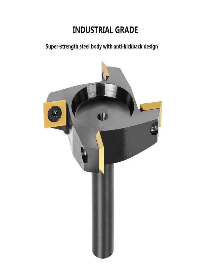 SpeTool CNC Spoilboard Surfacing Router Bit 1/2" Shank 2-1/2" Cutting Diameter,4 Wings Coated Carbide Insert Slab Flatting Router Planer Bit Wood Planing Bit Woodworking Tools - Image 5