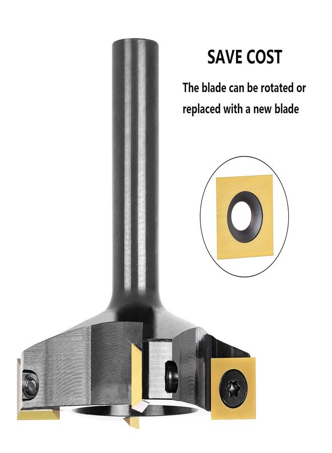 SpeTool CNC Spoilboard Surfacing Router Bit 1/2" Shank 2-1/2" Cutting Diameter,4 Wings Coated Carbide Insert Slab Flatting Router Planer Bit Wood Planing Bit Woodworking Tools - Image 4