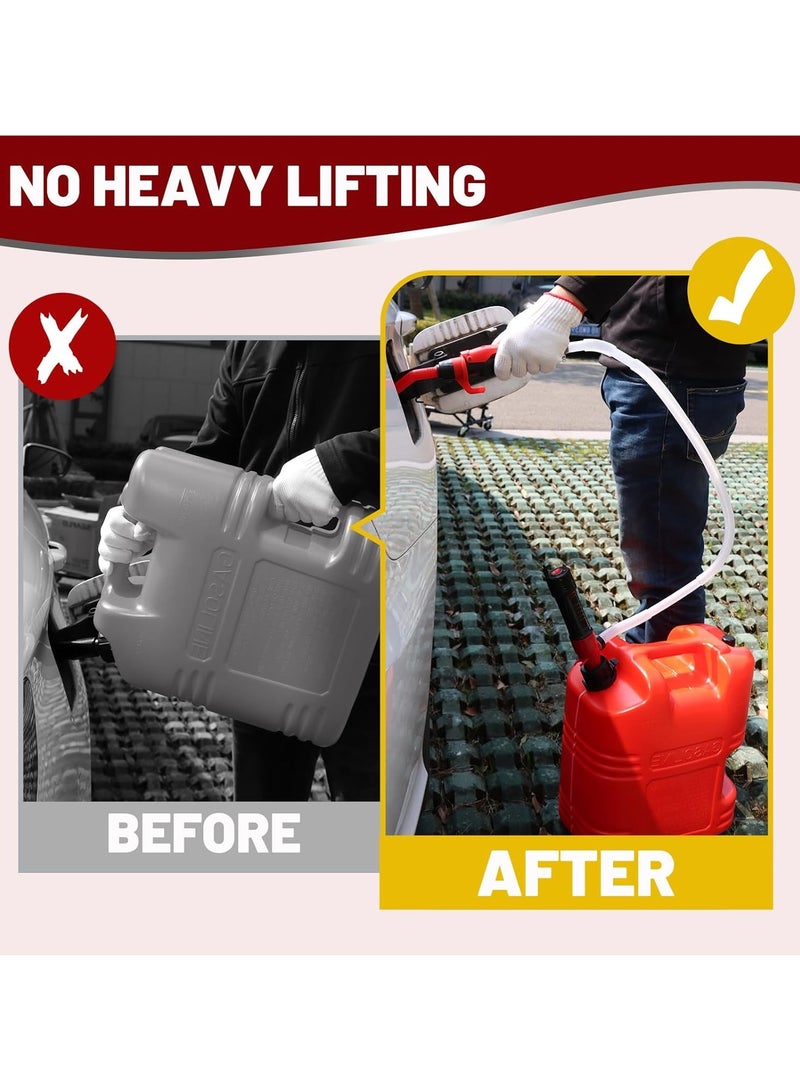 Fuel Transfer Pump Portable 2.2 GPM Transfer Pump with Nozzle Battery Operated Electric Siphon Pump 3 FT Extra Long Hose Fits All Size Cans Portable Liquid Pump Transfers Gasoline Water - Image 2