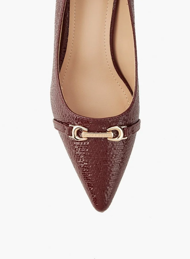 Flora Bella By Shoexpress BURGUNDY Flora Bella Textured Slip-On Pumps With Stiletto Heels for Women | Best Price UAE
