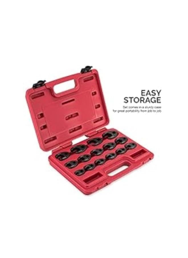 Neiko - 03324A Crowfoot Wrench Set 1/2 Inch And 3/8 Inch Drive 15 Piece Metric Crows Foot Wrench Sizes 8Mm 24Mm Chrome Moly Flare Nut Wrench Set - Image 1