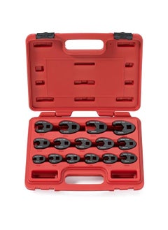 03324A Crowfoot Wrench Set 1/2 Inch And 3/8 Inch Drive 15 Piece Metric Crows Foot Wrench Sizes 8Mm 24Mm Chrome Moly Flare Nut Wrench Set