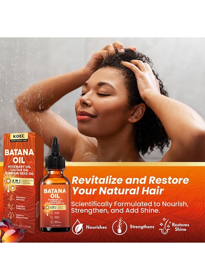 ك أو إي سي زيت باتانا لنمو الشعر، زيت عضوي 4 في 1 للشعر مع إكليل الجبل، الخروع، وزيت بذور اليقطين، علاج مغذي لجميع أنواع الشعر، 50 مل - Image 2