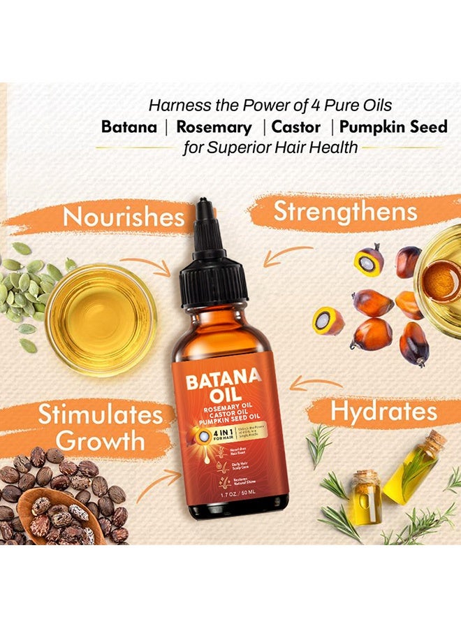 ك أو إي سي زيت باتانا لنمو الشعر، زيت عضوي 4 في 1 للشعر مع إكليل الجبل، الخروع، وزيت بذور اليقطين، علاج مغذي لجميع أنواع الشعر، 50 مل - Image 4