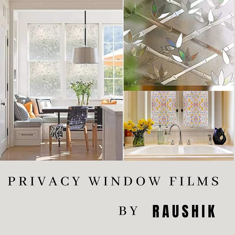 RAUSHIK 3D Window Films Privacy Vinyl Frosted Film Self Adhesive Decorative Film for Office Glass Partition/Glass Door/Bathroom Door/Window Heat Control Anti UV (White Bamboo, 12 * 48 inch) - Image 5