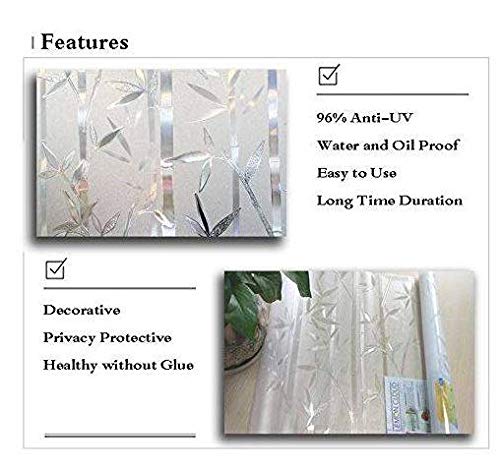 RAUSHIK 3D Window Films Privacy Vinyl Frosted Film Self Adhesive Decorative Film for Office Glass Partition/Glass Door/Bathroom Door/Window Heat Control Anti UV (White Bamboo, 12 * 48 inch) - Image 3