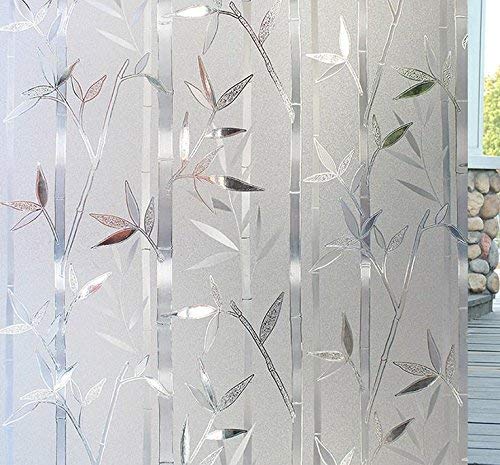 RAUSHIK 3D Window Films Privacy Vinyl Frosted Film Self Adhesive Decorative Film for Office Glass Partition/Glass Door/Bathroom Door/Window Heat Control Anti UV (White Bamboo, 12 * 48 inch) - Image 2